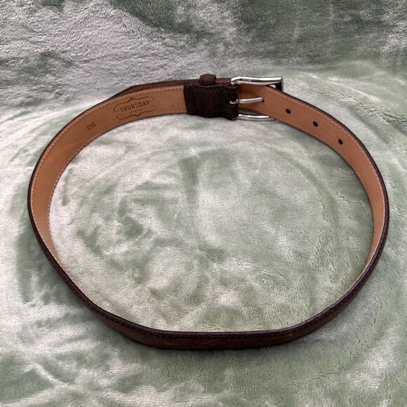 THURSDAY EVERYDAY Belt Yth Sz 26 Matte Brown Suede Leather Dress Western 1 1/8”W - Picture 5 of 7